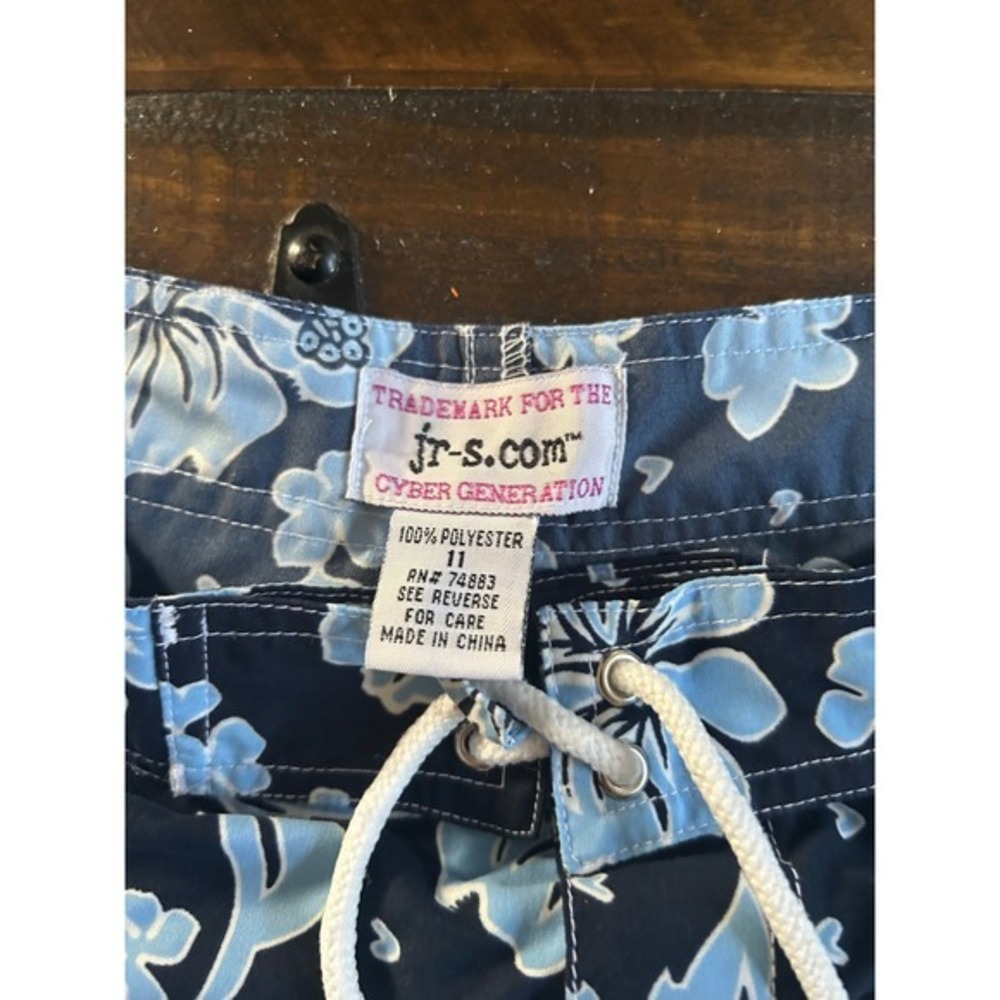 Y2K Jr-s.com Cyber Generation Womens Blue Hibiscus Floral Board Shorts Size 11 - Picture 2 of 8